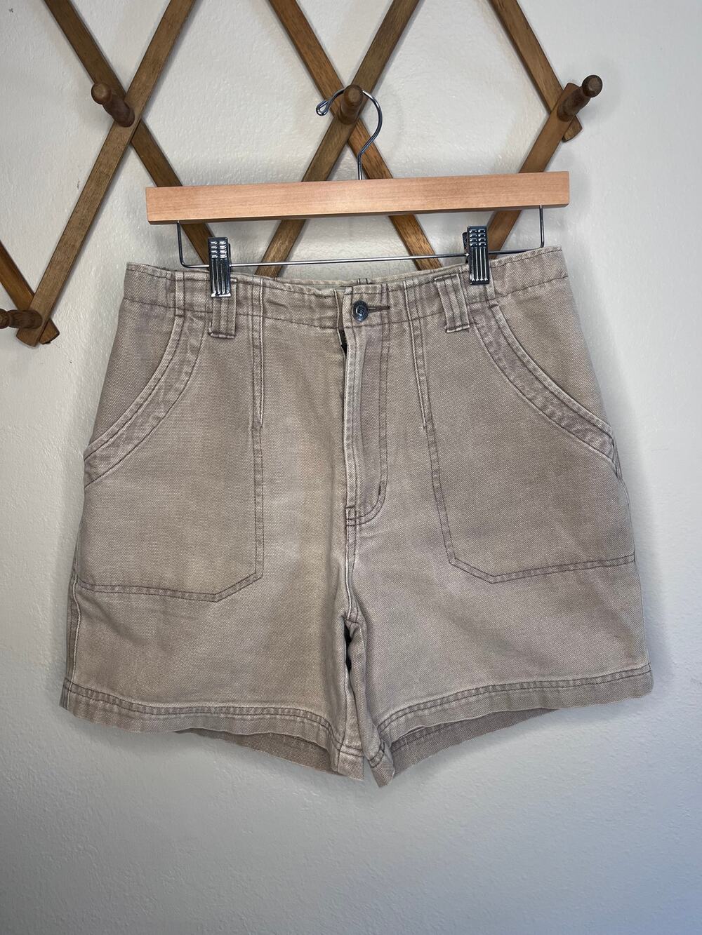 Vintage Columbia Canvas Hiking Cargo Shorts Tan Khaki Cotton Mens / Womens 10